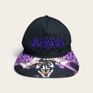 Batman Joker Snapback Hat DC Comics Black Purple Flat Brim Cap